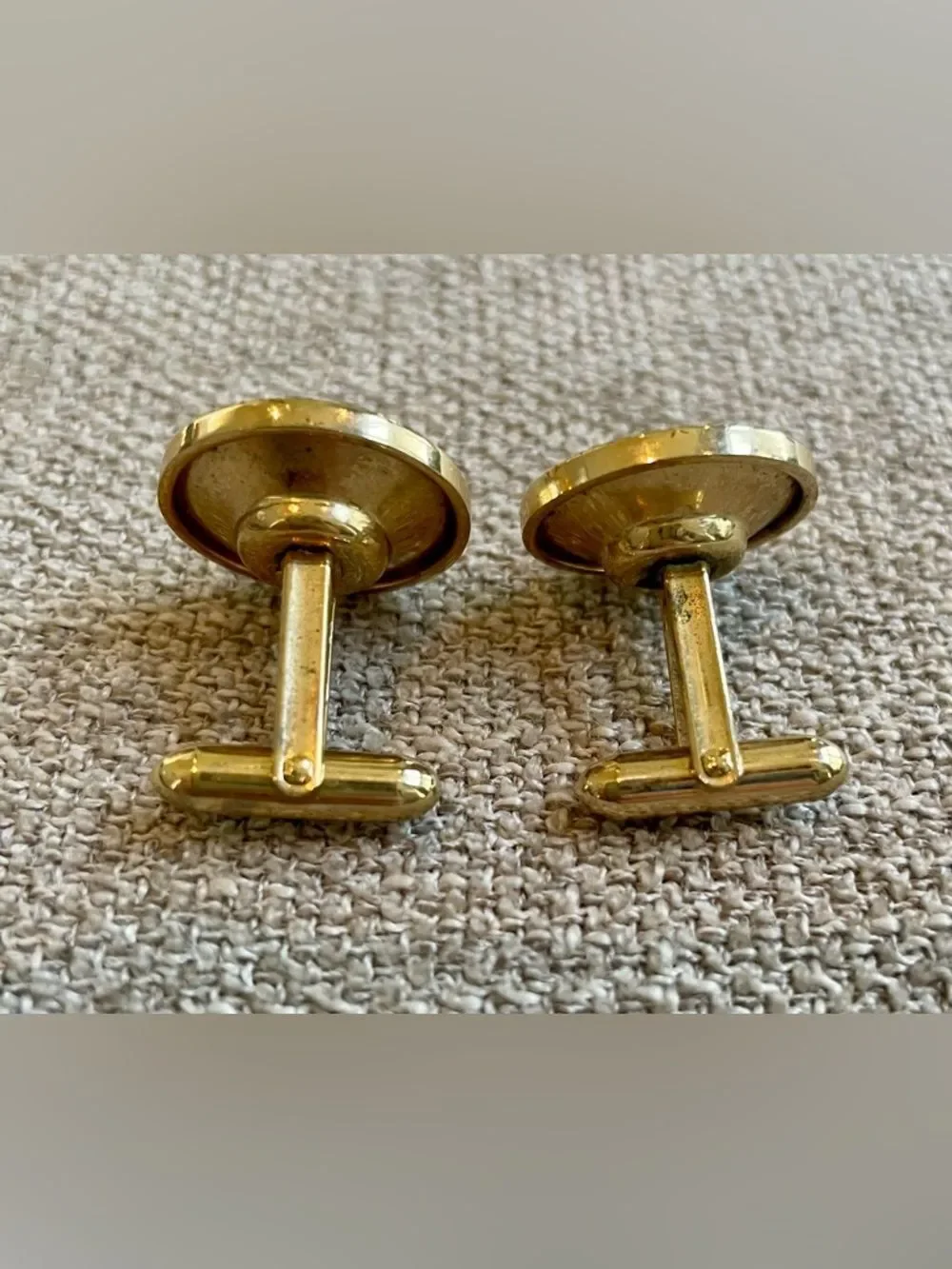 Vintage Rivoli Cufflinks Gold Tone Volcano Vitrail Glass Multicolor Statement